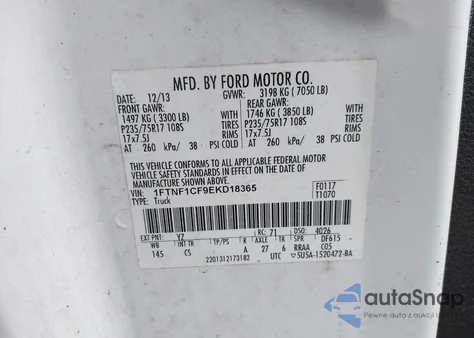 2014 Ford F-150 Xl из США, поврежденный, VIN 1FTNF1CF9EKD18365